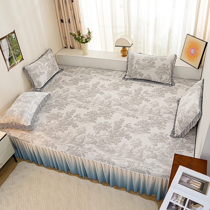 91家纺网 家纺一手货源 找家纺 冬然家纺2025新款冰豆豆榻榻米凉席 梦幻森林-灰