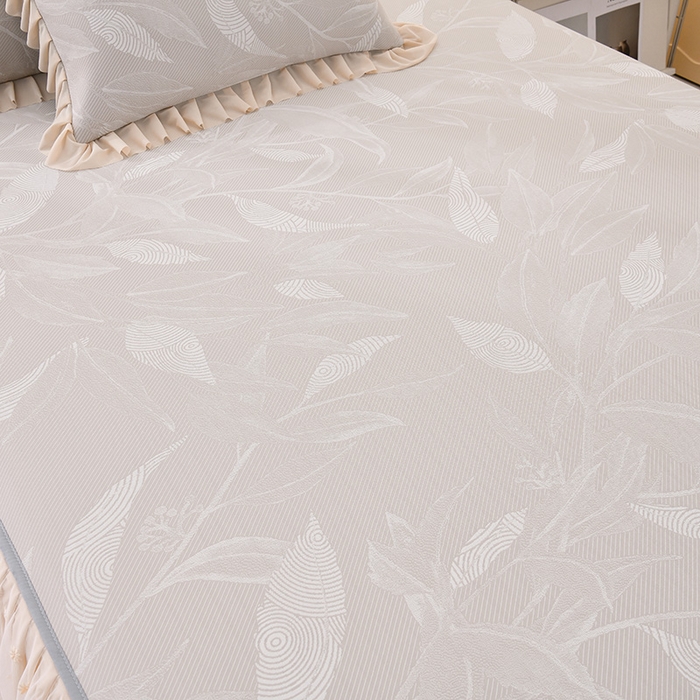 91家纺网 家纺一手货源 找家纺 家之硕家纺 2025春夏新款凉感提花凉席三件套-夏日清凉系列 夏日清凉---咖色