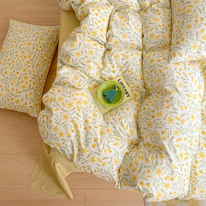 91家纺网 家纺一手货源 找家纺 吉象家纺13070全棉四件套纯棉四件套直播小清新男孩女春野