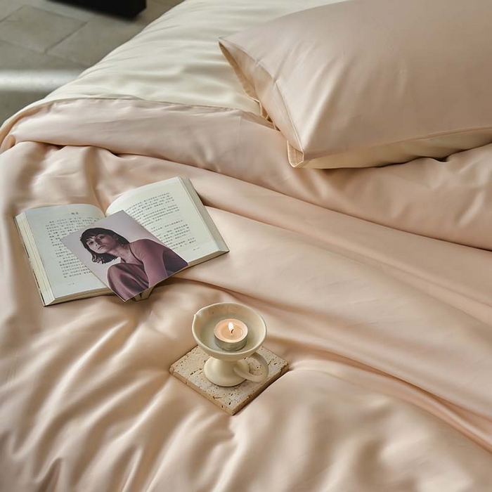 91家纺网 家纺一手货源 找家纺 咏绒家纺工厂店 2025新款60支奥地利兰精天丝纯色天丝棉四件套 可可（可可牛奶-优雅驼）