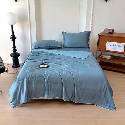 91家纺网 家纺一手货源 找家纺 百寐 2025新款60S兰精天丝夏被系列 管蓝