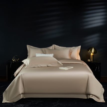 淼铭家纺 2025新款双股长绒棉四件套-凯瑟系列 凯瑟-琥珀棕