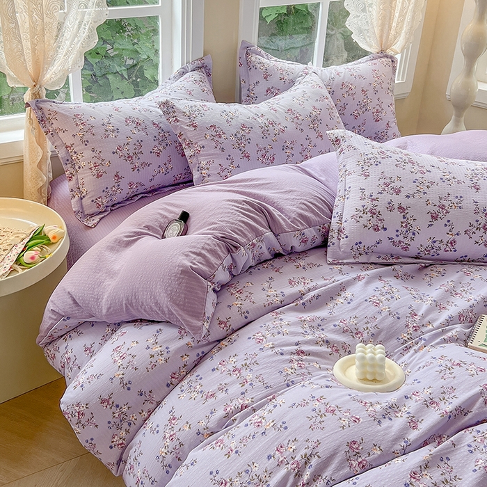 91家纺网 家纺一手货源 找家纺 壹号库 2025新款A类提花有氧彩竺绵四件套 陌上花开