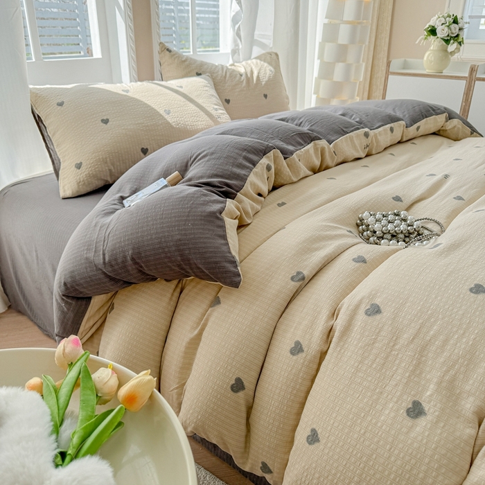 91家纺网 家纺一手货源 找家纺 壹号库 2025新款A类提花有氧彩竺绵四件套 莫里