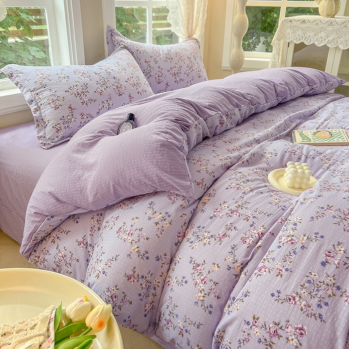 91家纺网 家纺一手货源 找家纺 壹号库 2025新款A类提花有氧彩竺绵四件套 陌上花开