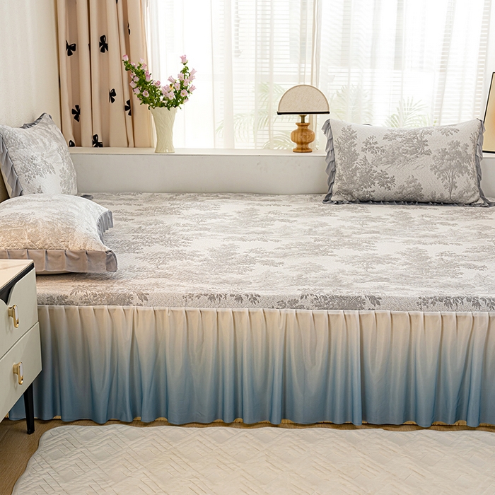 91家纺网 家纺一手货源 找家纺 冬然家纺2025新款冰豆豆榻榻米凉席 梦幻森林-灰