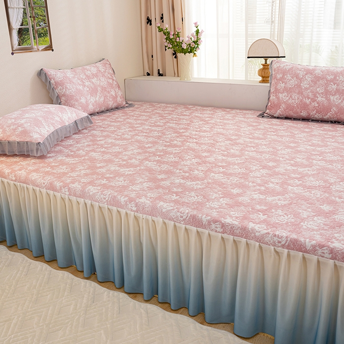 91家纺网 家纺一手货源 找家纺 冬然家纺2025新款冰豆豆榻榻米凉席 梦幻玫瑰-粉