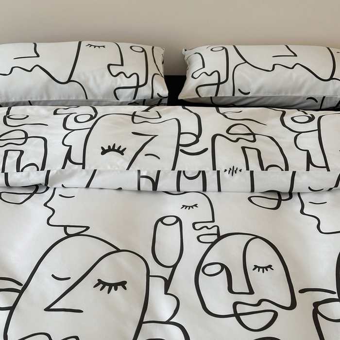 91家纺网 家纺一手货源 找家纺 （总）艾沁2025新品全棉简约黑白四件套-白日梦黑