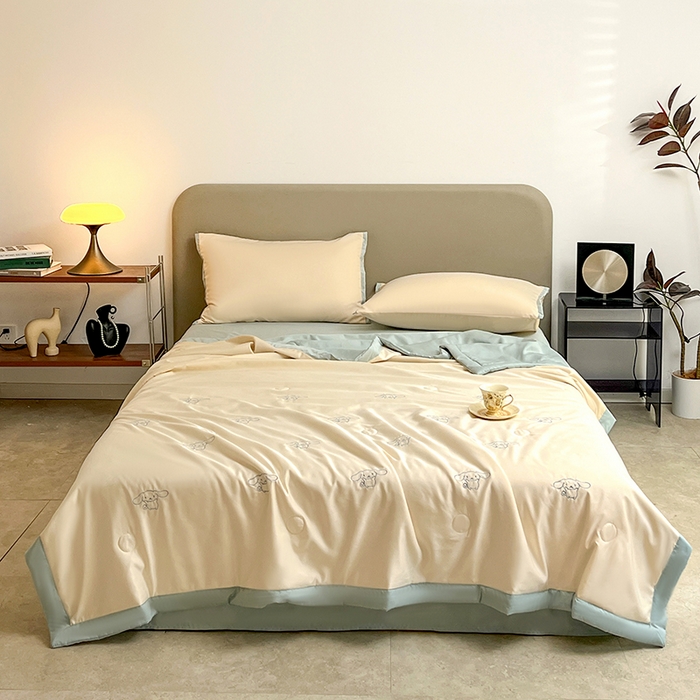 91家纺网 家纺一手货源 找家纺 （总）妖妖家纺 2025春夏新款水洗冰丝绣花夏被夏凉被空调被四件套