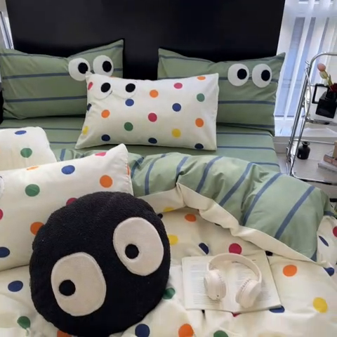 91家纺网 家纺一手货源 找家纺 吉象 2025新款大眼睛毛巾绣四件套 大眼睛-多彩生活