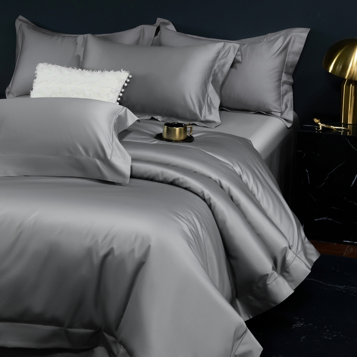 91家纺网 家纺一手货源 找家纺 淼铭家纺 2025新款双股长绒棉四件套-凯瑟系列 凯瑟-绅士灰