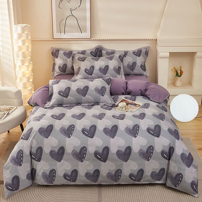 91家纺网 家纺一手货源 找家纺 雲归梦 2025新款纯棉加厚磨毛多规格磨毛四件套 悦动之心