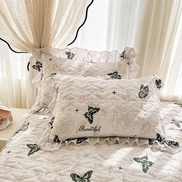 91家纺网 家纺一手货源 找家纺 宜凡家纺 2025新款糯糯棉全夹棉床笠式床裙四件套 梦幻蝴蝶