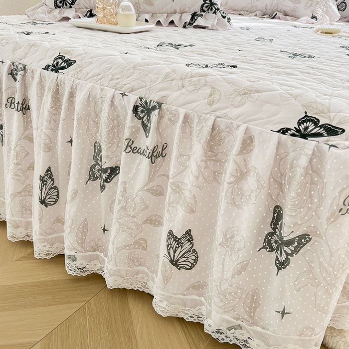 91家纺网 家纺一手货源 找家纺 宜凡家纺 2025新款糯糯棉全夹棉床笠式床裙四件套 梦幻蝴蝶