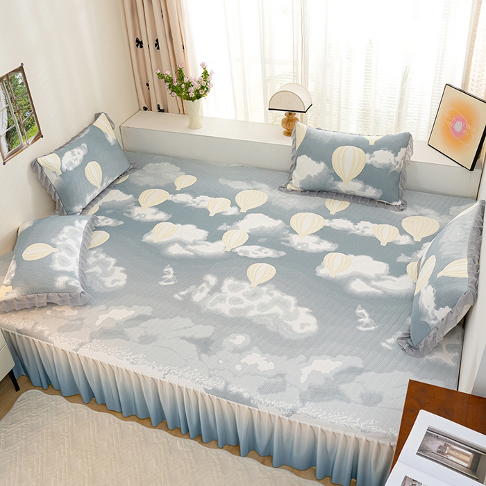 91家纺网 家纺一手货源 找家纺 冬然家纺2025新款冰豆豆榻榻米凉席 梦幻气球-灰