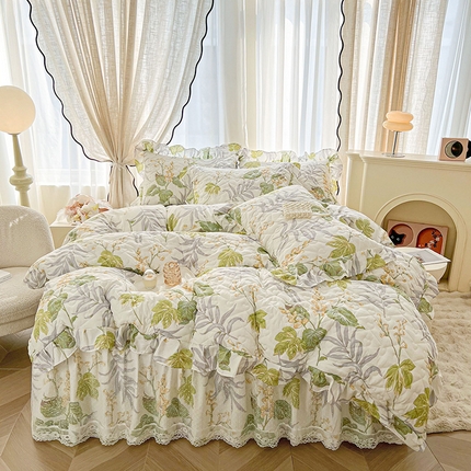 91家纺网 家纺一手货源 找家纺 （总）宜凡家纺 2025新款糯糯棉全夹棉床笠式床裙四件套