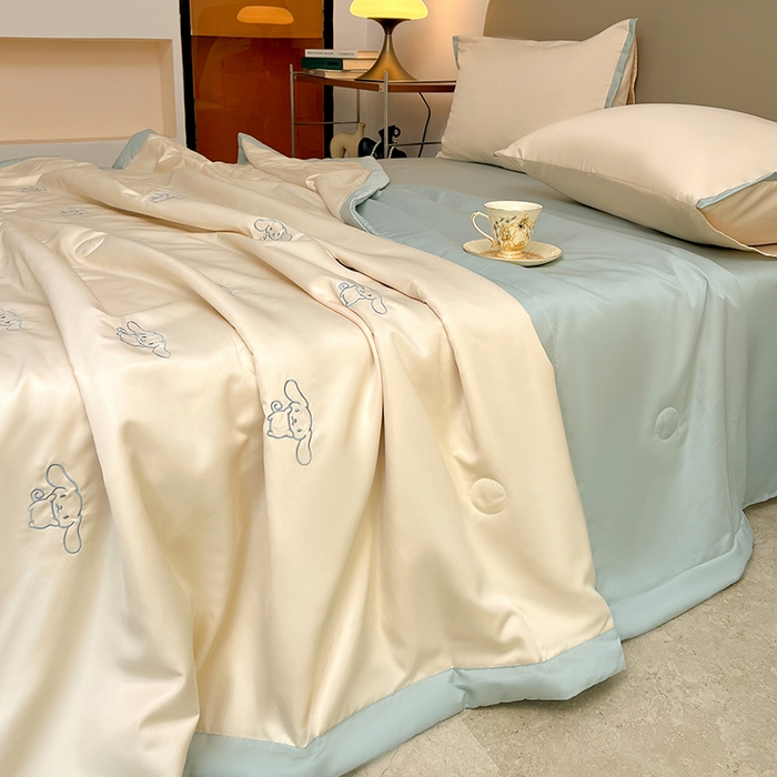 91家纺网 家纺一手货源 找家纺 （总）妖妖家纺 2025春夏新款水洗冰丝绣花夏被夏凉被空调被四件套