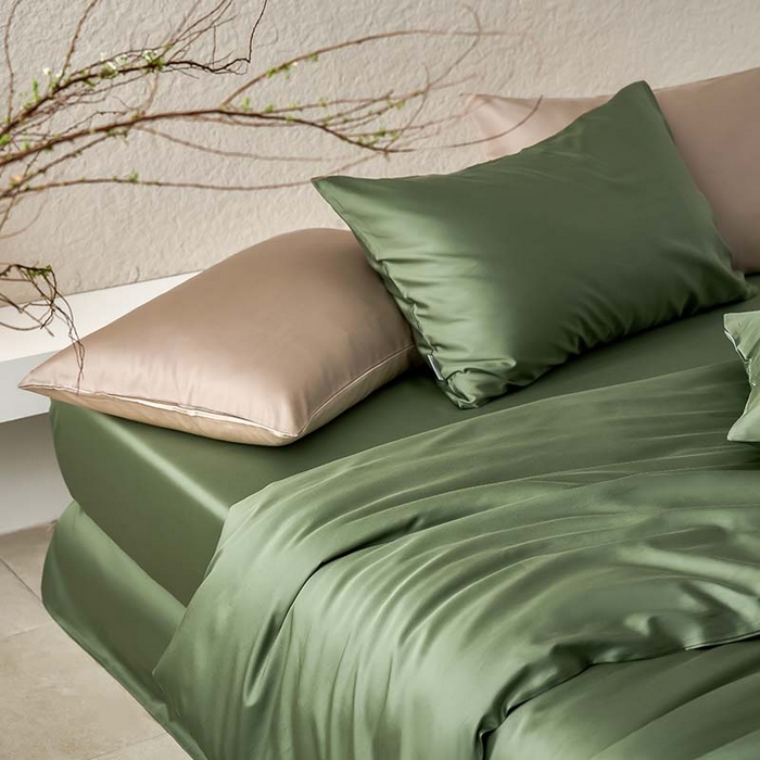 91家纺网 家纺一手货源 找家纺 咏绒家纺工厂店 2025新款60支奥地利兰精天丝纯色天丝棉四件套 松石绿（翠绿）