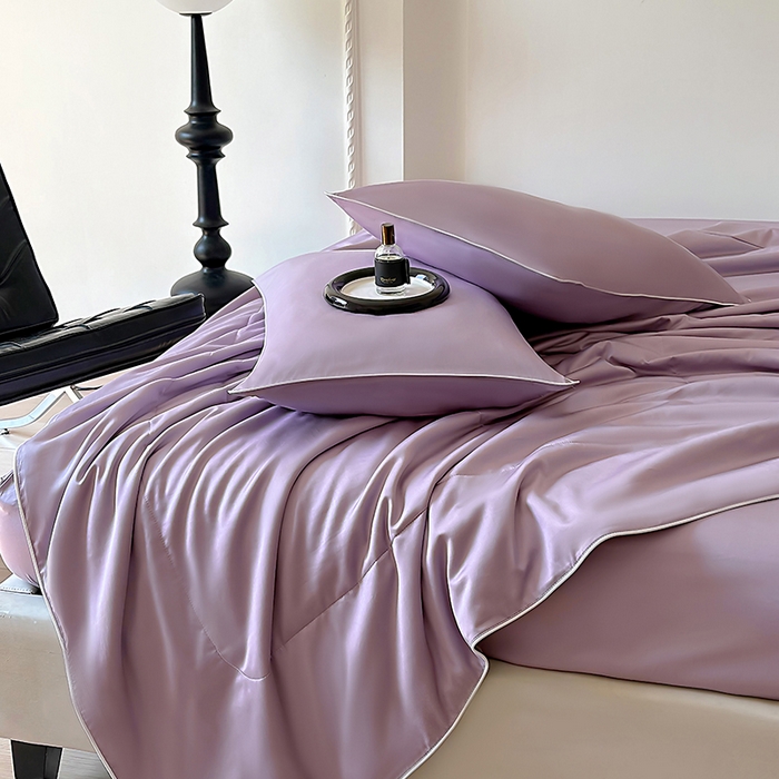 91家纺网 家纺一手货源 找家纺 百寐 2025新款60S兰精天丝夏被系列 芝兰紫+碳灰