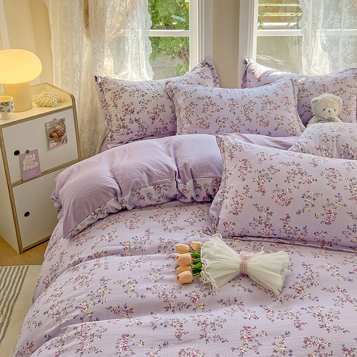 91家纺网 家纺一手货源 找家纺 壹号库 2025新款A类提花有氧彩竺绵四件套 陌上花开