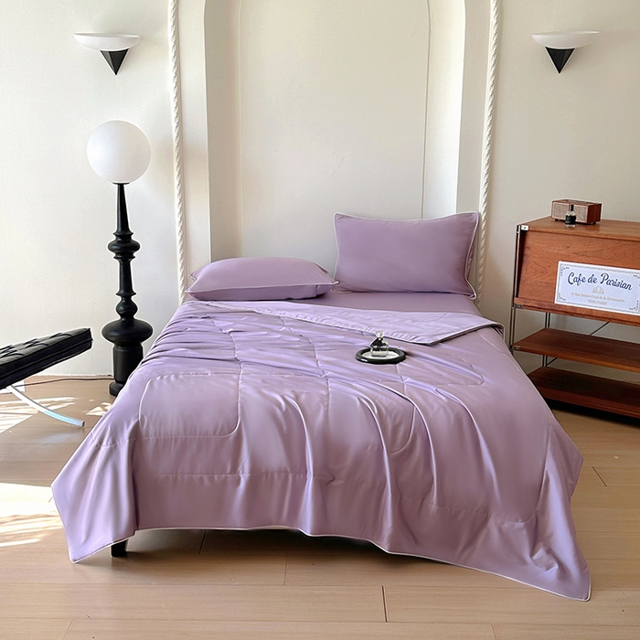 91家纺网 家纺一手货源 找家纺 百寐 2025新款60S兰精天丝夏被系列 芝兰紫