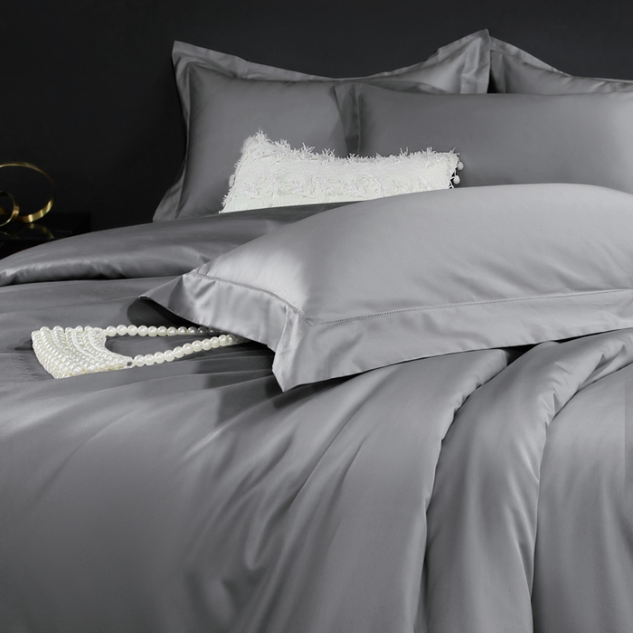 91家纺网 家纺一手货源 找家纺 淼铭家纺 2025新款双股长绒棉四件套-凯瑟系列 凯瑟-绅士灰