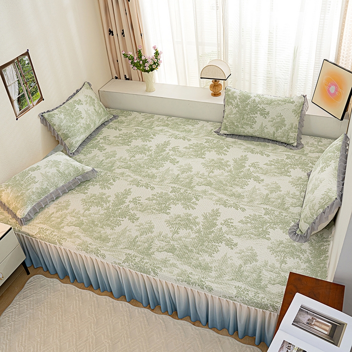 91家纺网 家纺一手货源 找家纺 冬然家纺2025新款冰豆豆榻榻米凉席 梦幻森林-绿