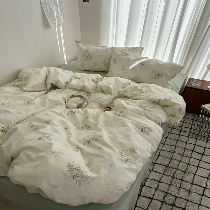 91家纺网 家纺一手货源 找家纺 （总）尺素 全棉卡通可爱儿童四件套纯棉活性A类被套学生宿舍三件套1.8床笠双人床单