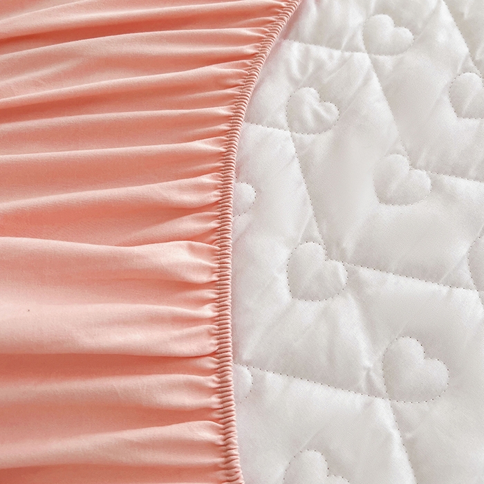 91家纺网 家纺一手货源 找家纺 宜凡家纺 2025新款糯糯棉全夹棉床笠式床裙三件套 春日粉