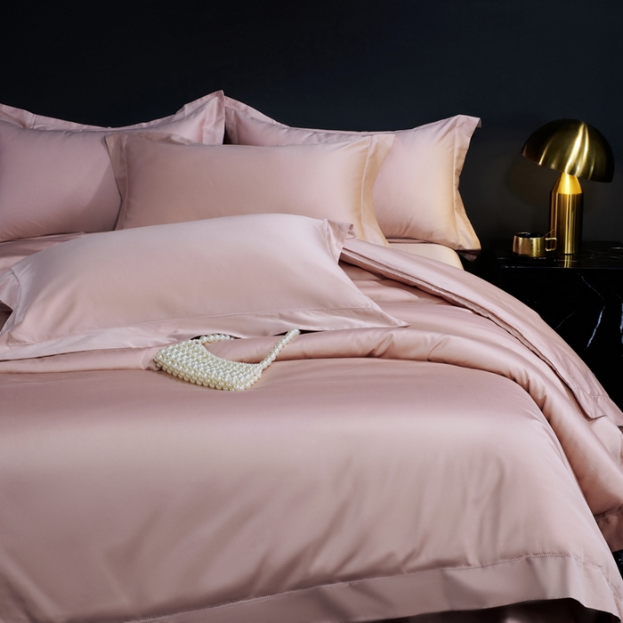 91家纺网 家纺一手货源 找家纺 淼铭家纺 2025新款双股长绒棉四件套-凯瑟系列 凯瑟-云锦粉