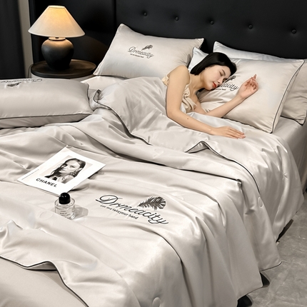 91家纺网 家纺一手货源 找家纺 （总）伊梵居 2025新款水洗真丝刺绣夏被四件套