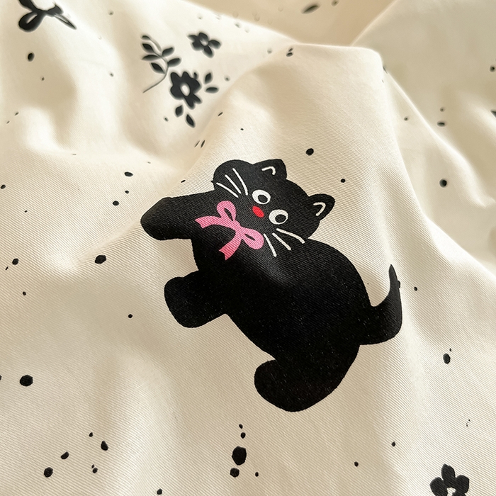 91家纺网 家纺一手货源 找家纺 吉象家纺13070全棉四件套纯棉四件套直播小清新男孩女小黑猫