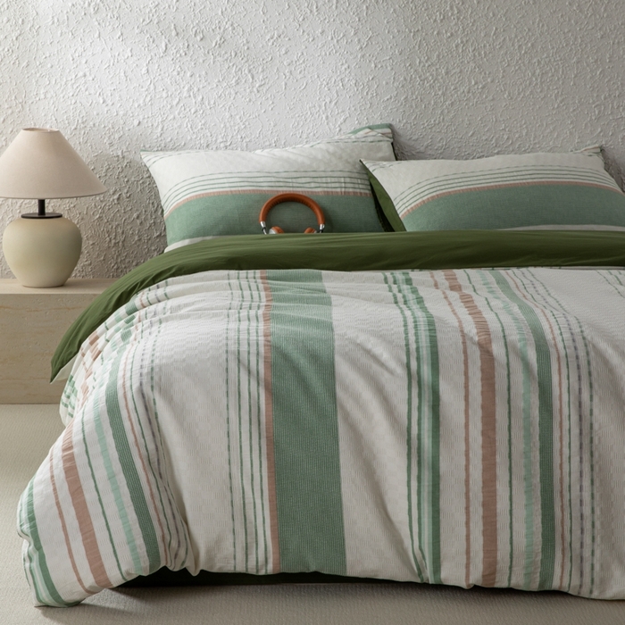 91家纺网 家纺一手货源 找家纺 简宜家居（朝初家纺） 2025新款华夫纯棉格色织提花四件套 初色-墨绿