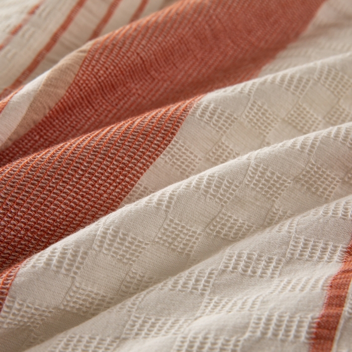 91家纺网 家纺一手货源 找家纺 简宜家居（朝初家纺） 2025新款华夫纯棉格色织提花四件套 初色-粉