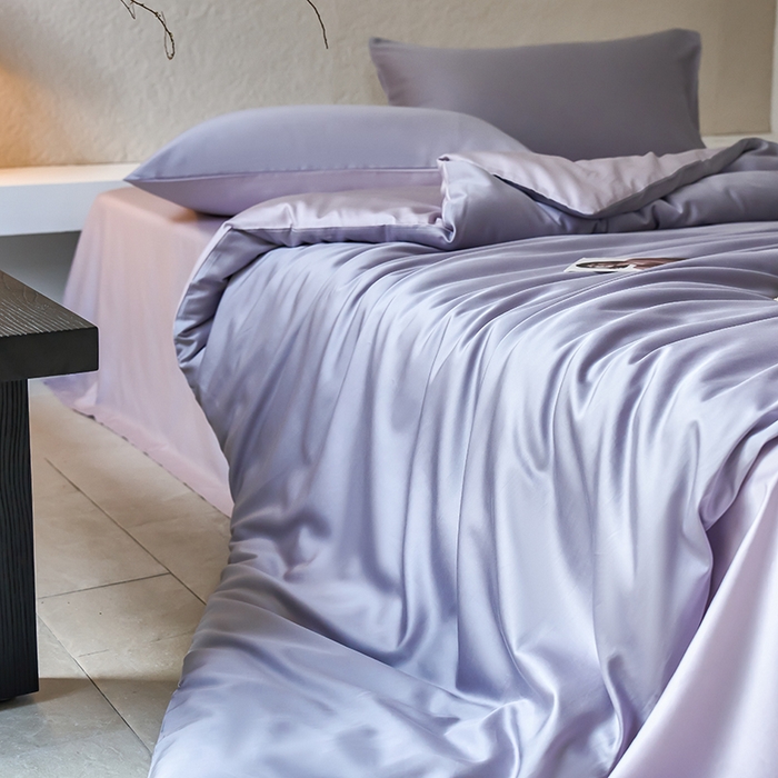 91家纺网 家纺一手货源 找家纺 咏绒家纺工厂店 2025新款60支奥地利兰精天丝纯色天丝棉四件套 紫萱（紫萱草-紫缇）