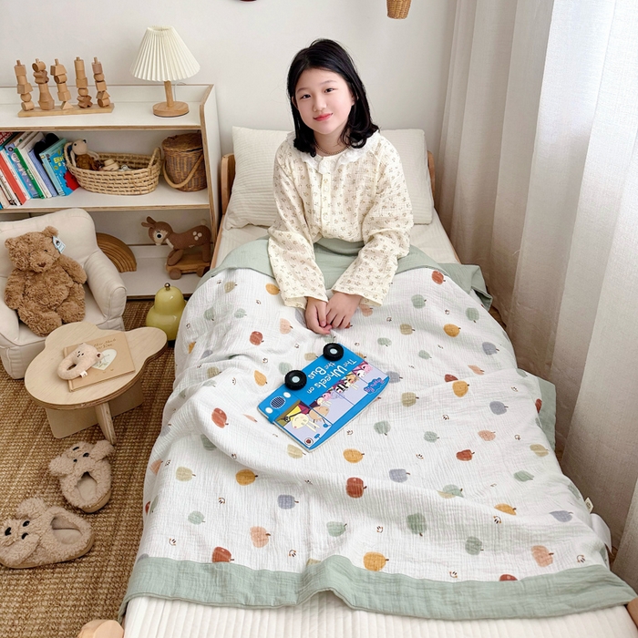 91家纺网 家纺一手货源 找家纺 BOSS 2025新款全棉纯棉皱皱纱儿童盖毯夏被  幼儿园夏被夏凉被空调被