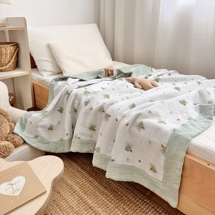 91家纺网 家纺一手货源 找家纺 BOSS 2025新款全棉纯棉皱皱纱儿童盖毯夏被  幼儿园夏被夏凉被空调被