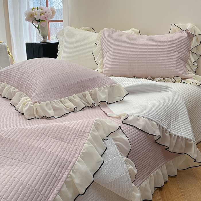 91家纺网 家纺一手货源 找家纺 琳可家居 2025新款雪精灵系列兰精天丝凉感床盖三件套 秋韵紫