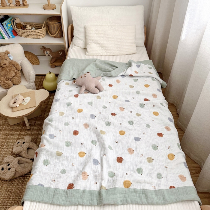 91家纺网 家纺一手货源 找家纺 BOSS 2025新款全棉纯棉皱皱纱儿童盖毯夏被  幼儿园夏被夏凉被空调被