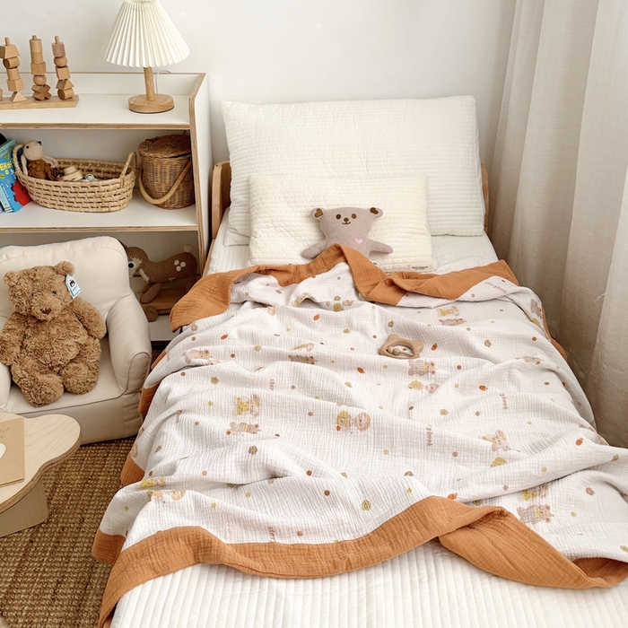 91家纺网 家纺一手货源 找家纺 BOSS 2025新款全棉纯棉皱皱纱儿童盖毯夏被  幼儿园夏被夏凉被空调被