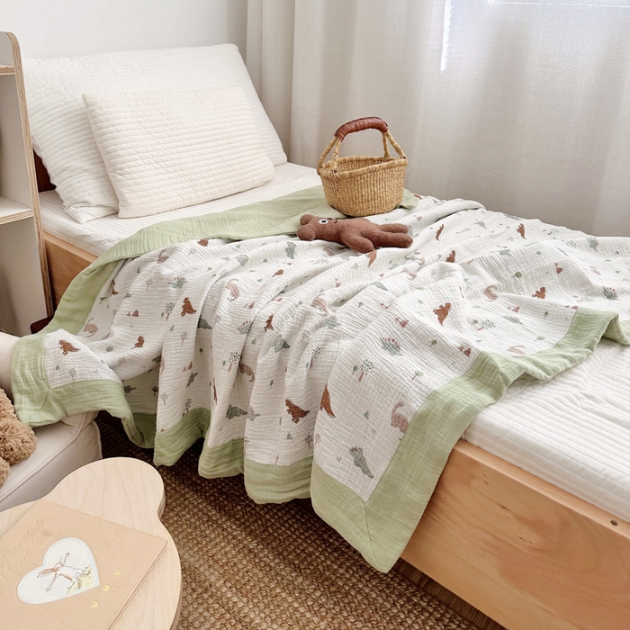 91家纺网 家纺一手货源 找家纺 BOSS 2025新款全棉纯棉皱皱纱儿童盖毯夏被  幼儿园夏被夏凉被空调被