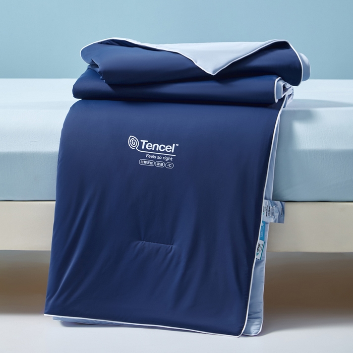 91家纺网 家纺一手货源 找家纺 玛德琳 2025新款兰精天丝凉感夏凉被空调被 雅朵蓝