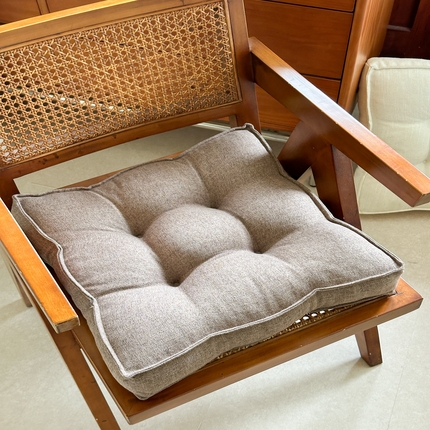 美茉家居 2025新款棉麻面包坐垫 深咖