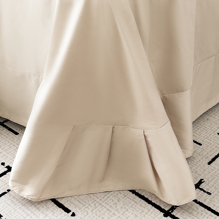 91家纺网 家纺一手货源 找家纺 梦莱斯2025新款长绒棉刺绣轻奢系列四件套 奶油白