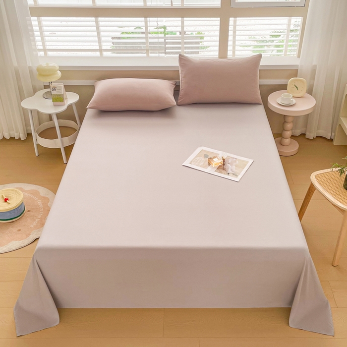 91家纺网 家纺一手货源 找家纺 牛魔王家居 2025新款糯糯棉床单枕套纯色单床单 卡色