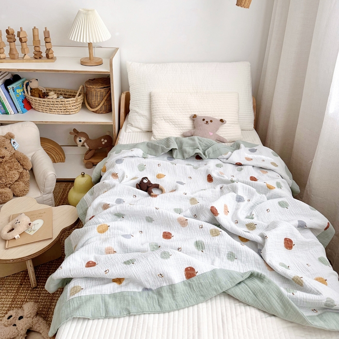 91家纺网 家纺一手货源 找家纺 BOSS 2025新款全棉纯棉皱皱纱儿童盖毯夏被  幼儿园夏被夏凉被空调被