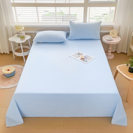 牛魔王家居 2025新款糯糯棉床单枕套纯色单床单 天蓝