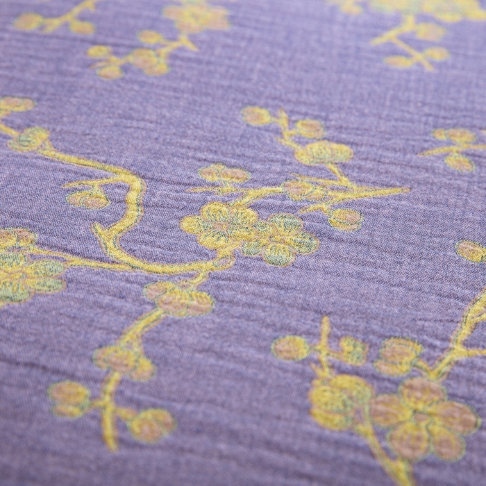 91家纺网 家纺一手货源 找家纺 鲁爱 2025新款全棉色织双层纱纽扣款四件套 梅醉春秋-浅紫 