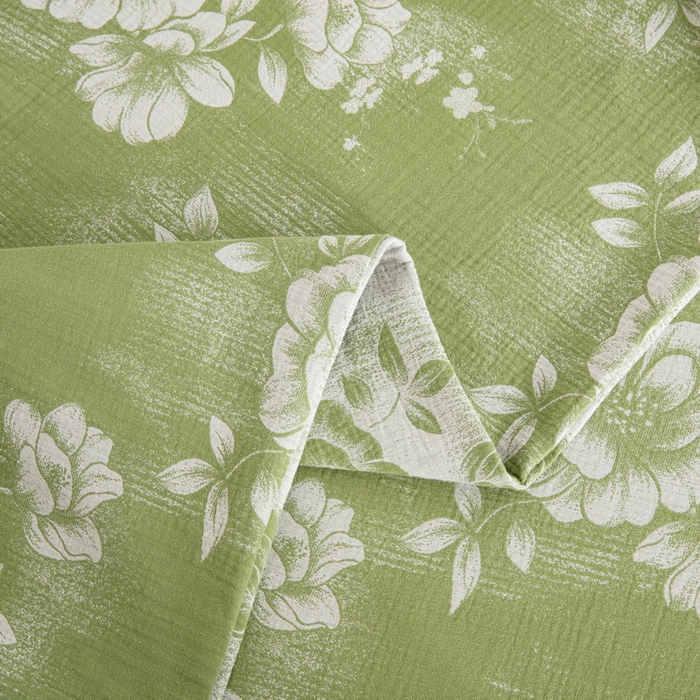 91家纺网 家纺一手货源 找家纺 2025新款全棉色织双层纱纽扣款四件套  云纱-绿