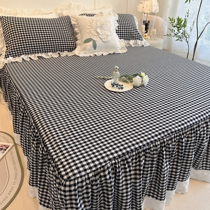 胜权家纺 2025春夏新品全棉法式复古色织水洗棉床裙单品系列 小黑格